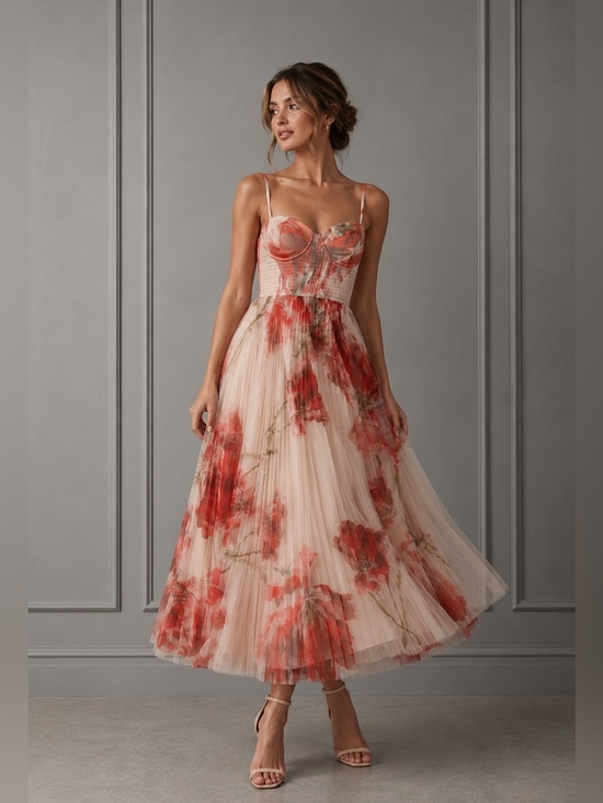 Hutch Dresses & Skirts - Hutch Hutch Brianna Sleeveless Bustier Pleated Tulle Maxi Dress B40